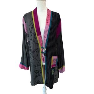 Faith by Celia Forrester‎ Patchwork Kimono Jacket Abstract Print Women's